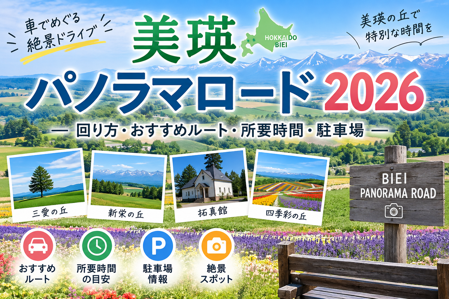 美瑛パノラマロード2026の回り方・おすすめルート・所要時間・駐車場ガイド