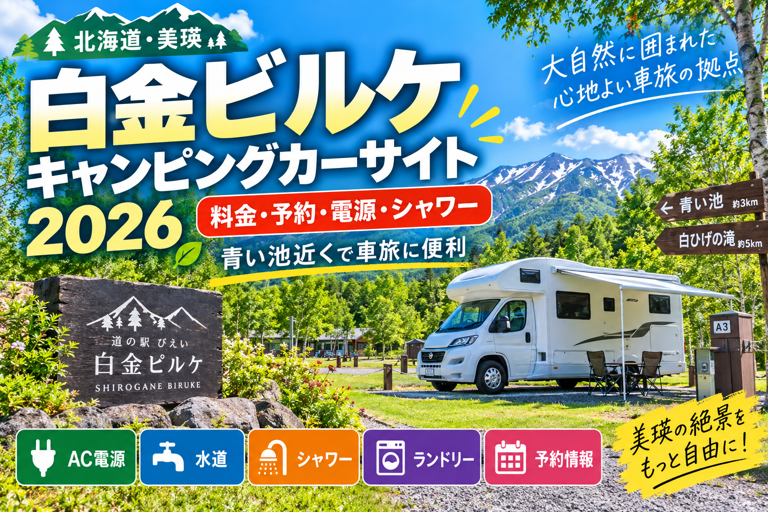 白金ビルケ キャンピングカーサイト2026の料金・予約・電源・シャワー情報