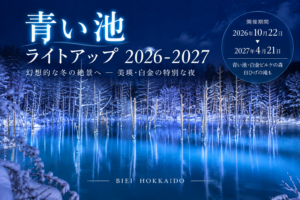 美瑛・白金青い池ライトアップ2026-2027の開催期間を案内するアイキャッチ画像